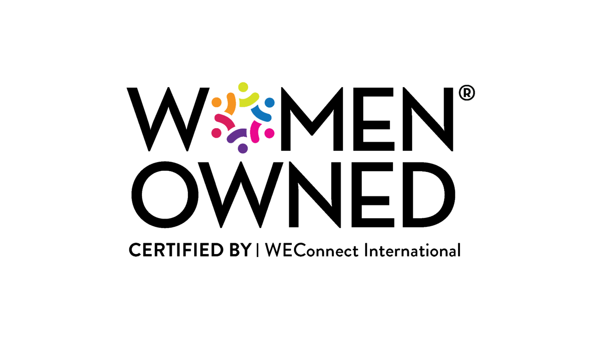 The WEConnect International Women Owned certification logo, with colourful figures forming the O in Women