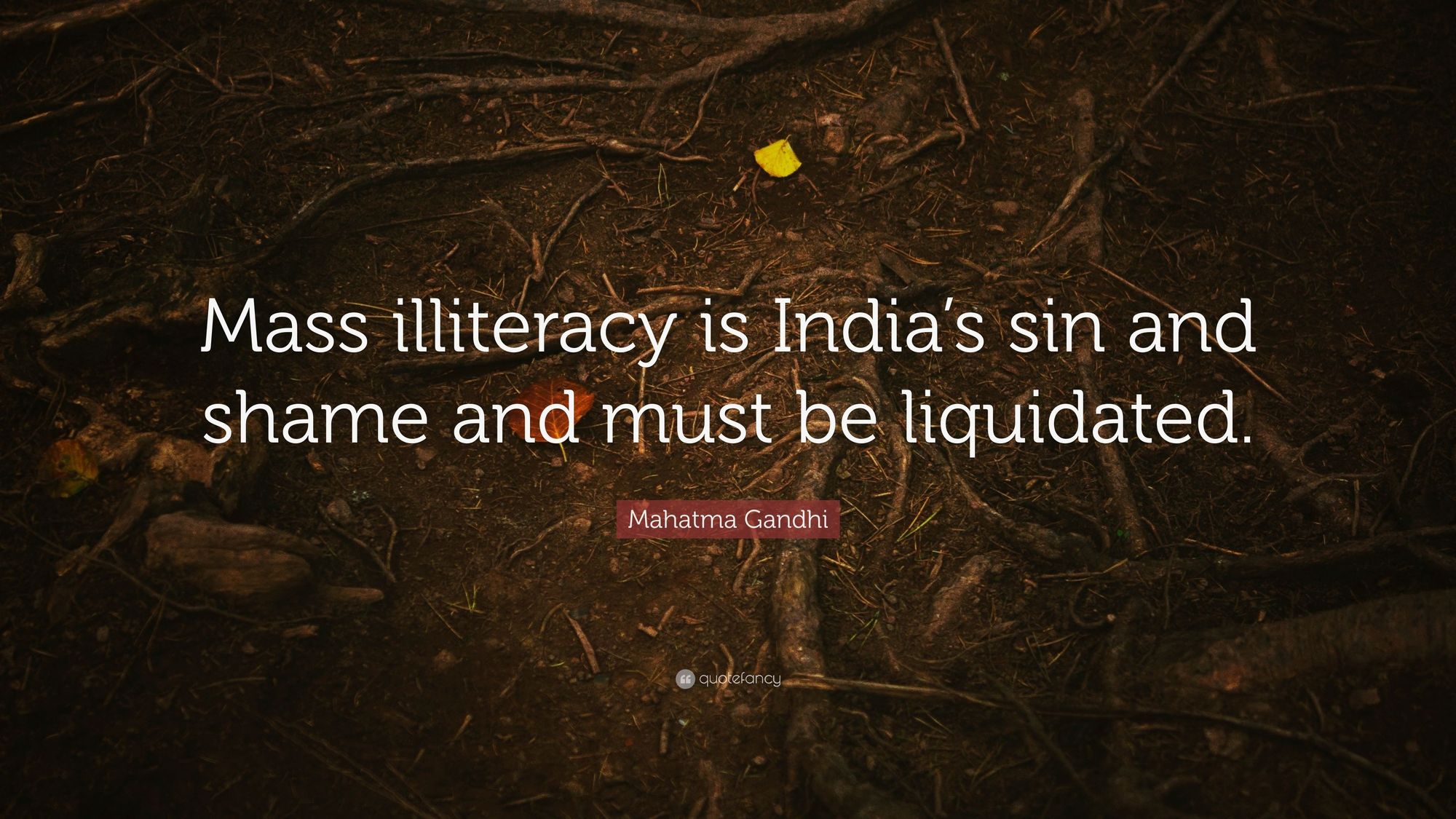 Mahatman Gandhi quote on India's mass illetracy