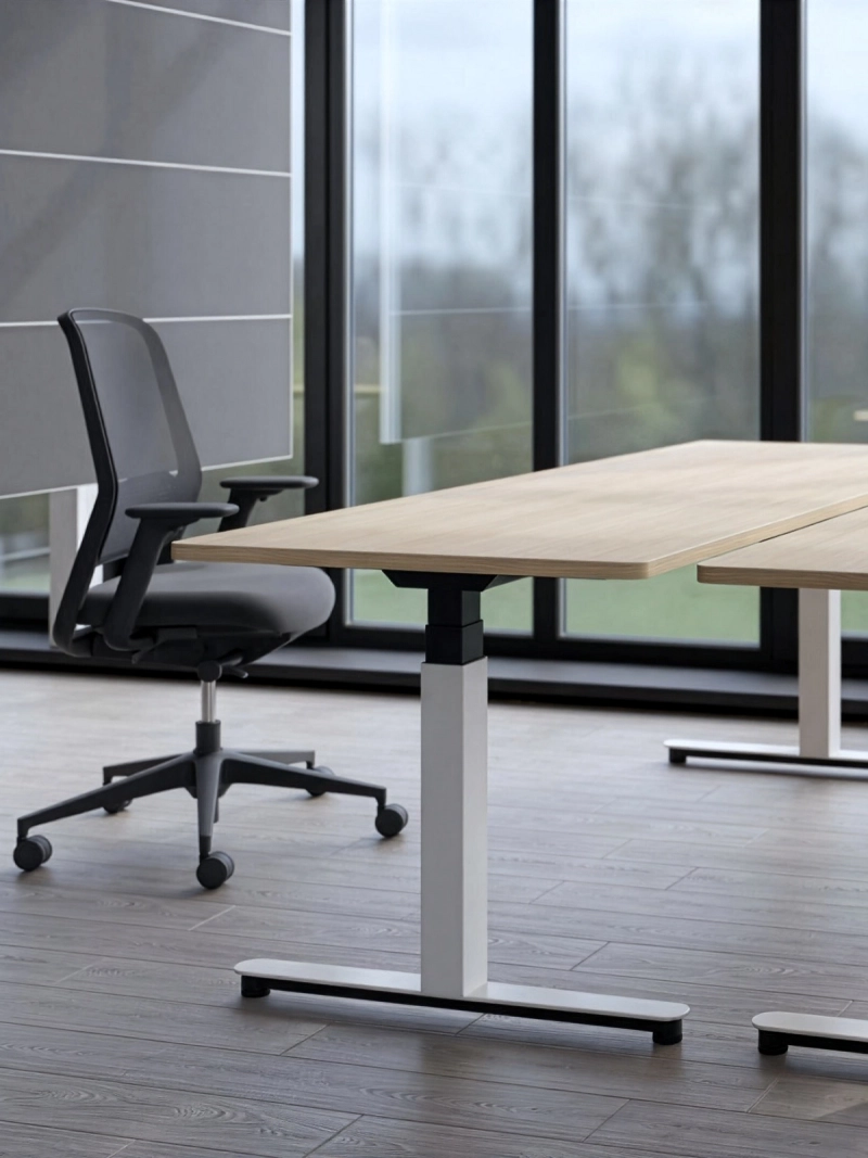 Der höhenverstellbare 25-table R von Klain überzeugt mit großzügig abgerundeten Tischplattenecken und formschön gestalteten Fußauslegern. Die harmonische Linienführung, hochwertige Verarbeitung und ergonomische Funktion machen ihn zur idealen Lösung für moderne Arbeitsplätze