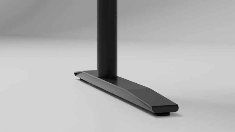 Detail des schwarzen Fußauslegers eines Multiwa C-Fuß-Gestells mit runder Säule.