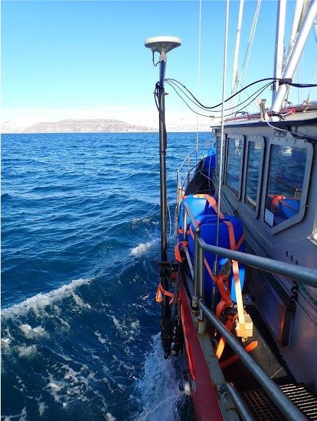 Survey ship with mounting pole