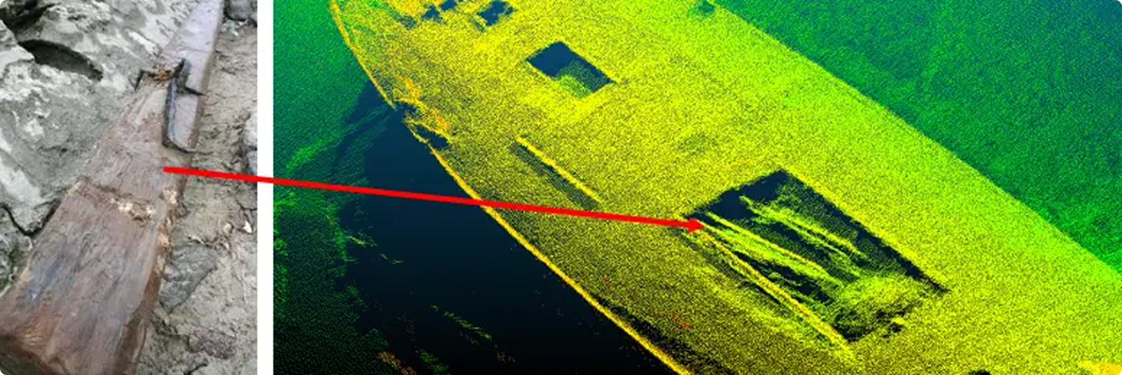 Logs visible in bathy data image