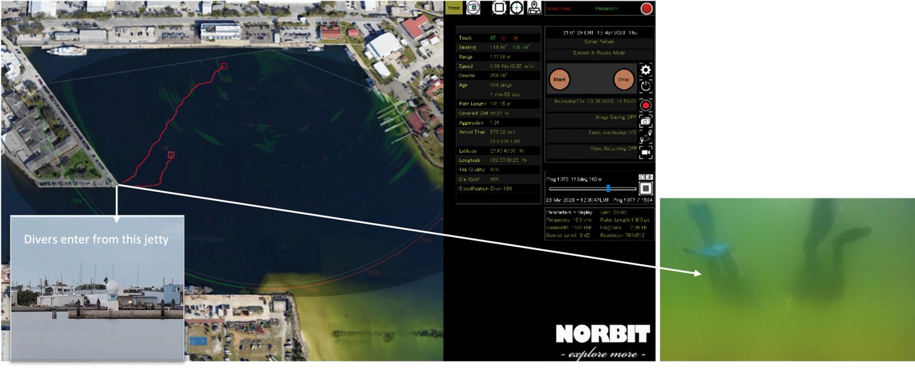 Screenshot of diver tracking software tracking both divers