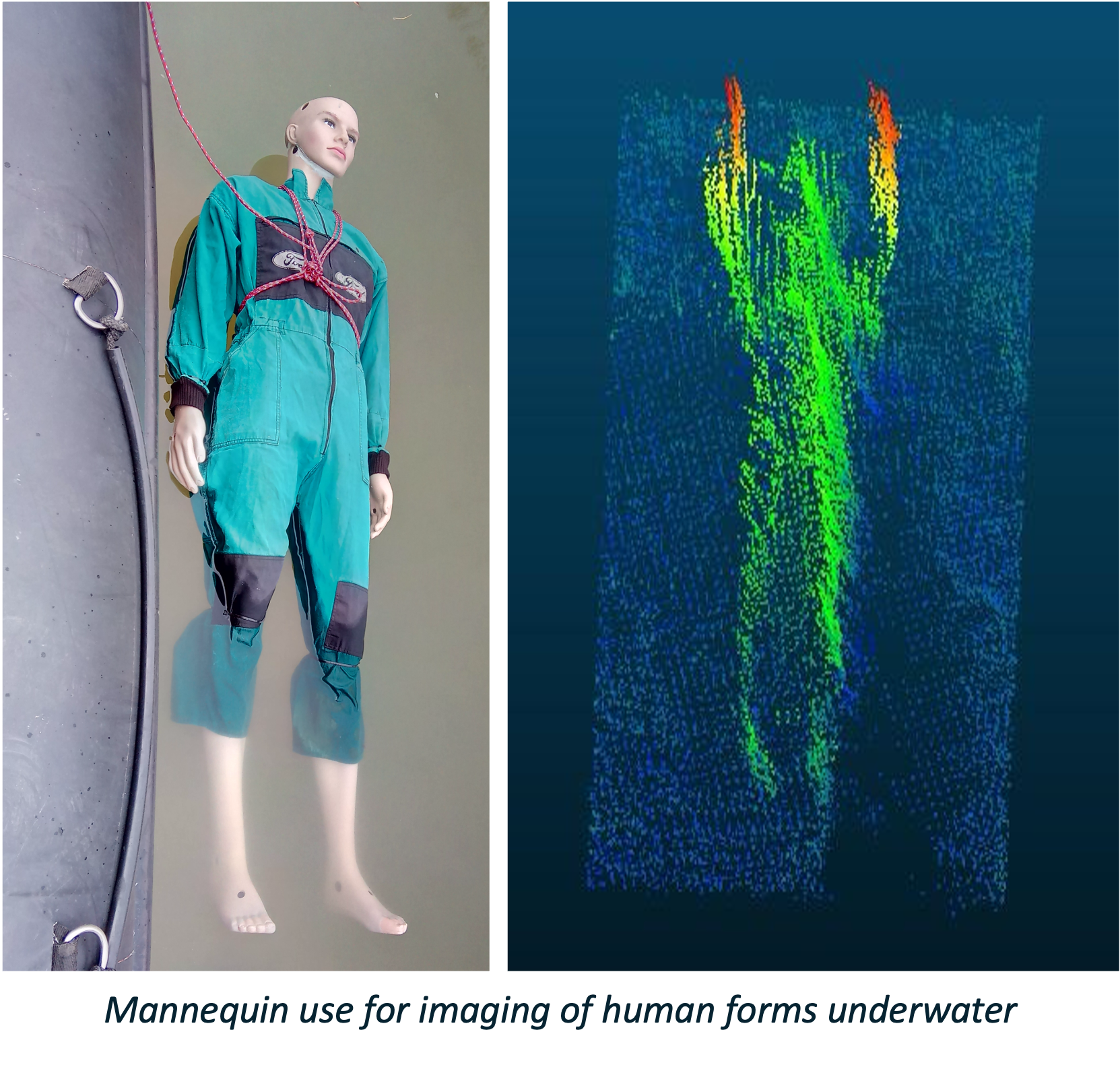Mannequin used for imaging of human forms underwater