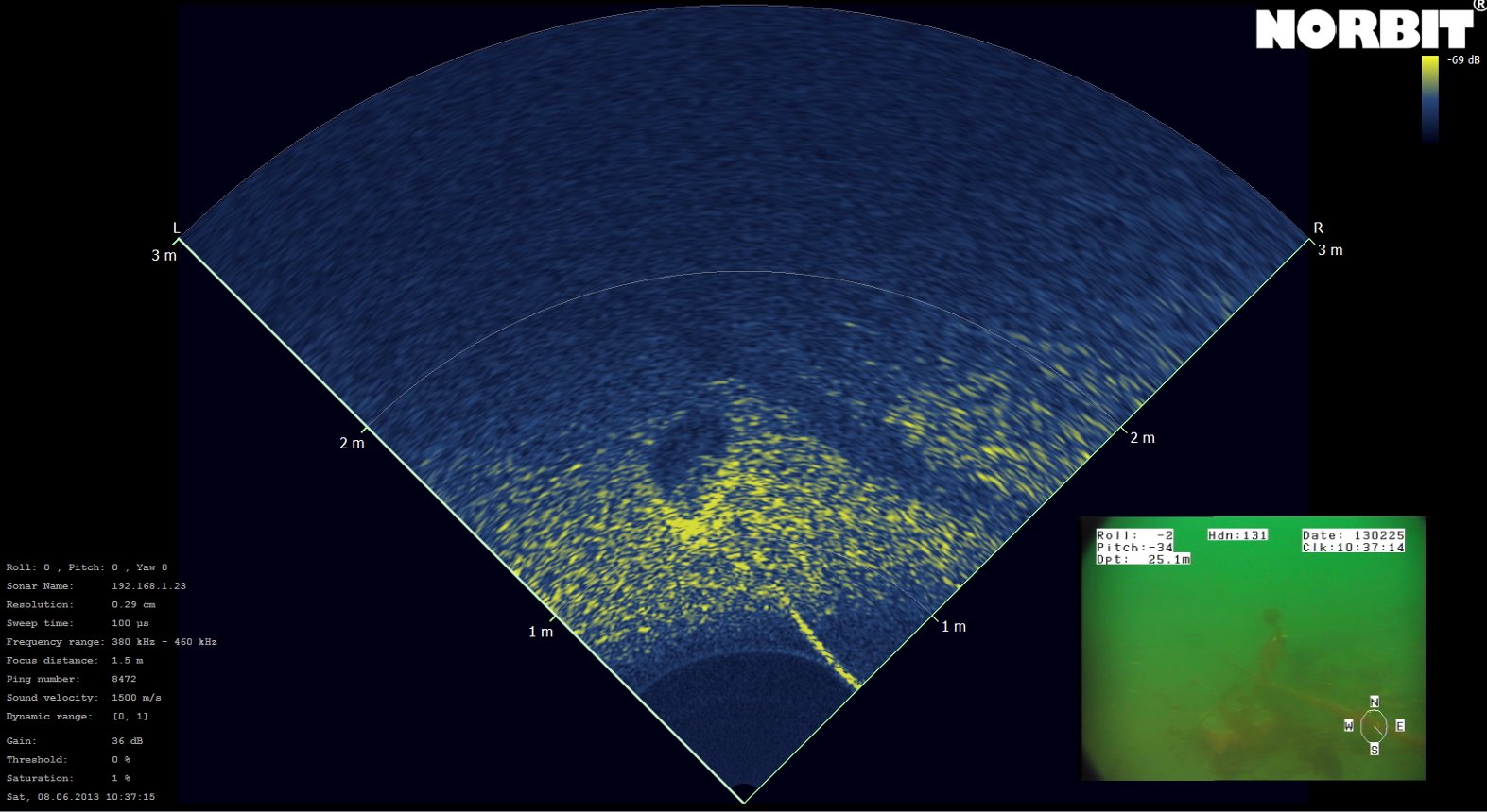 Lobster Pod Drop weight and rope on sonar @ 25.1m water depth