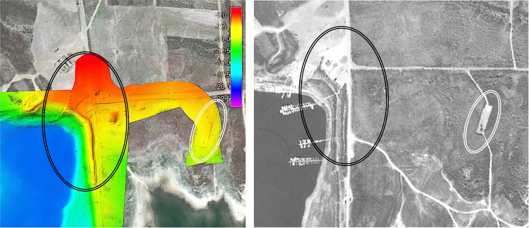 Sonar data on Satellite image