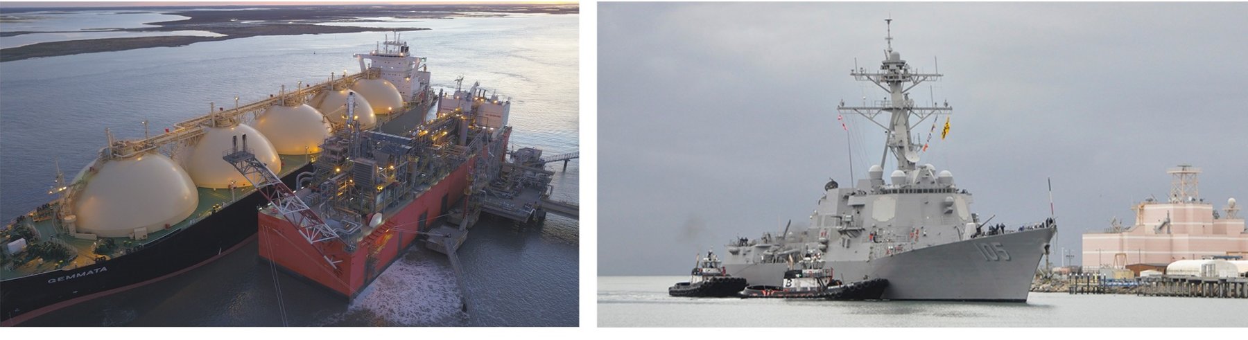 LNG terminal and navy ship