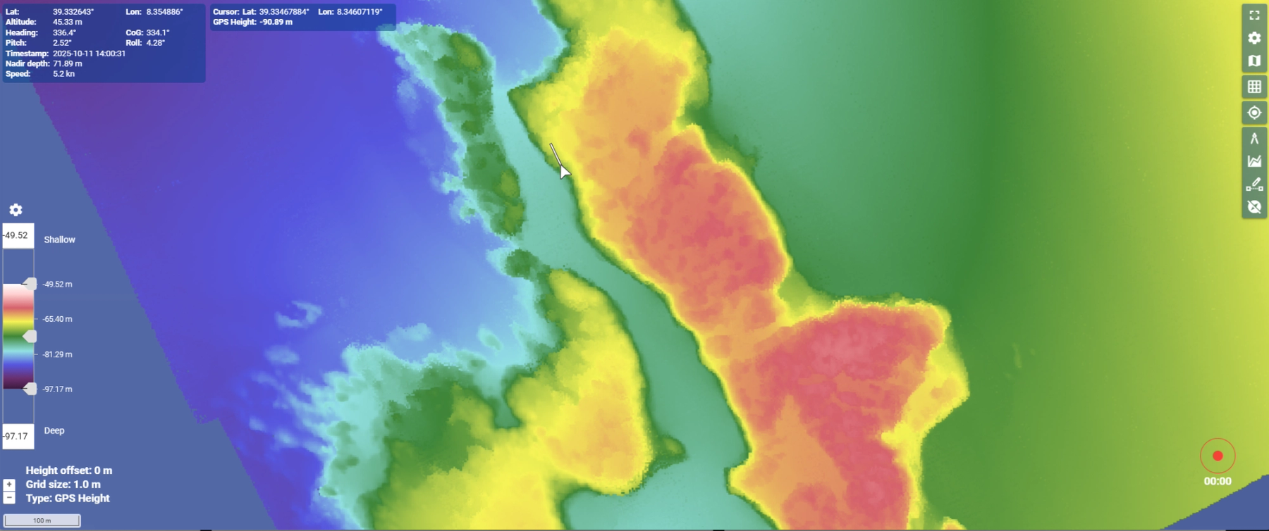 Figure 5. Real time 1m grid data in DCT.