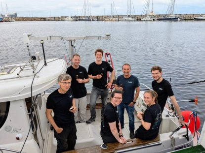 The expedition team aboard the research boat Zostera.