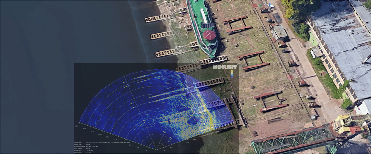 FLS video snapshot fused into Google Earth view from same area