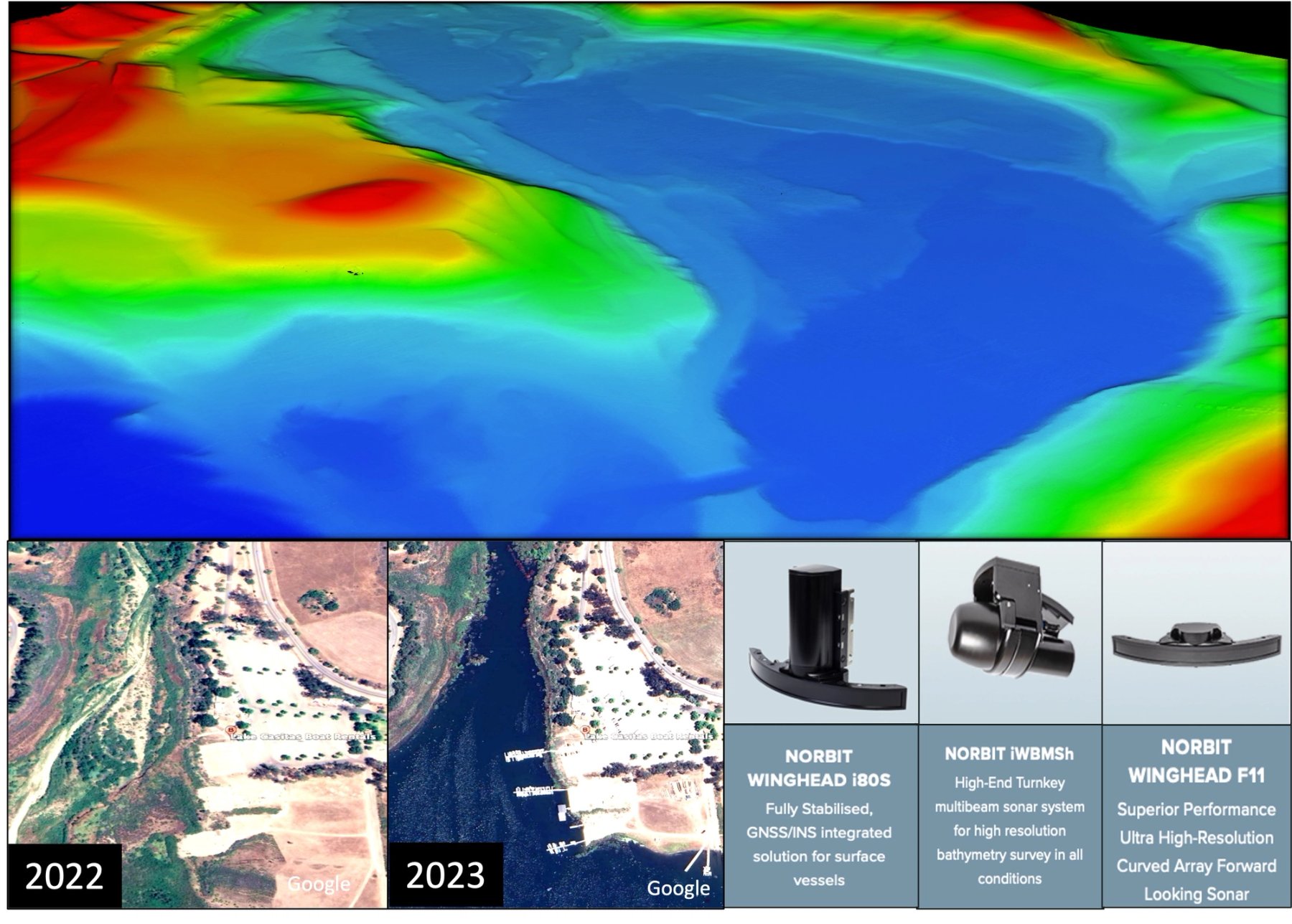 Sonars used and lake Casitas area comparison