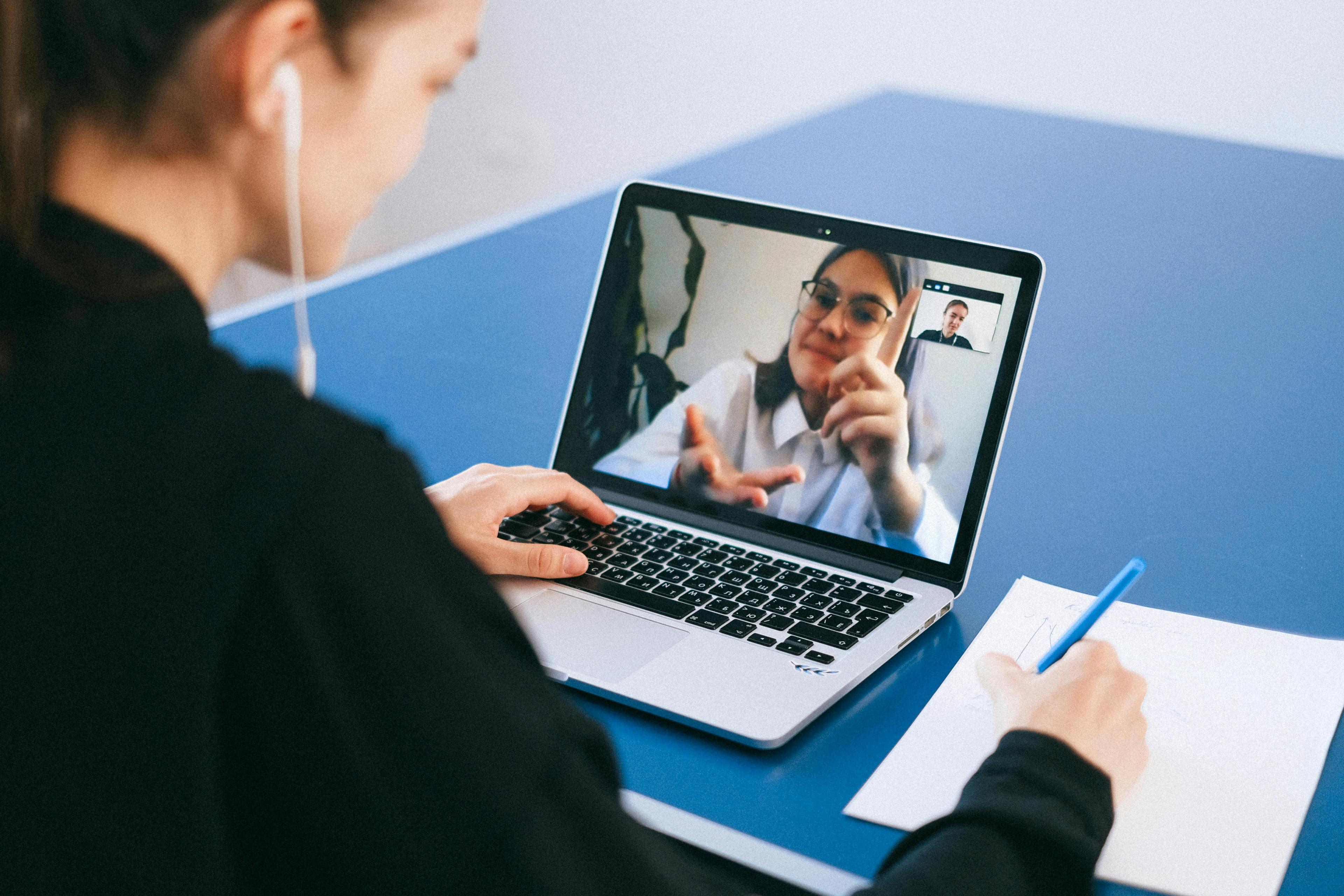 People talking on online meeting