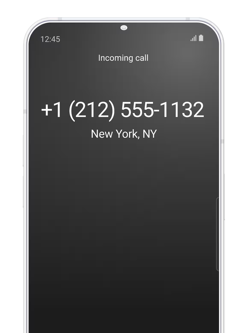 Phone showing an unknown incoming call