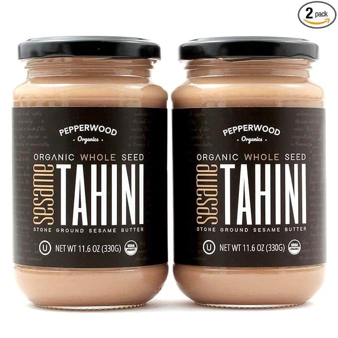 Two jars of organic tahini.