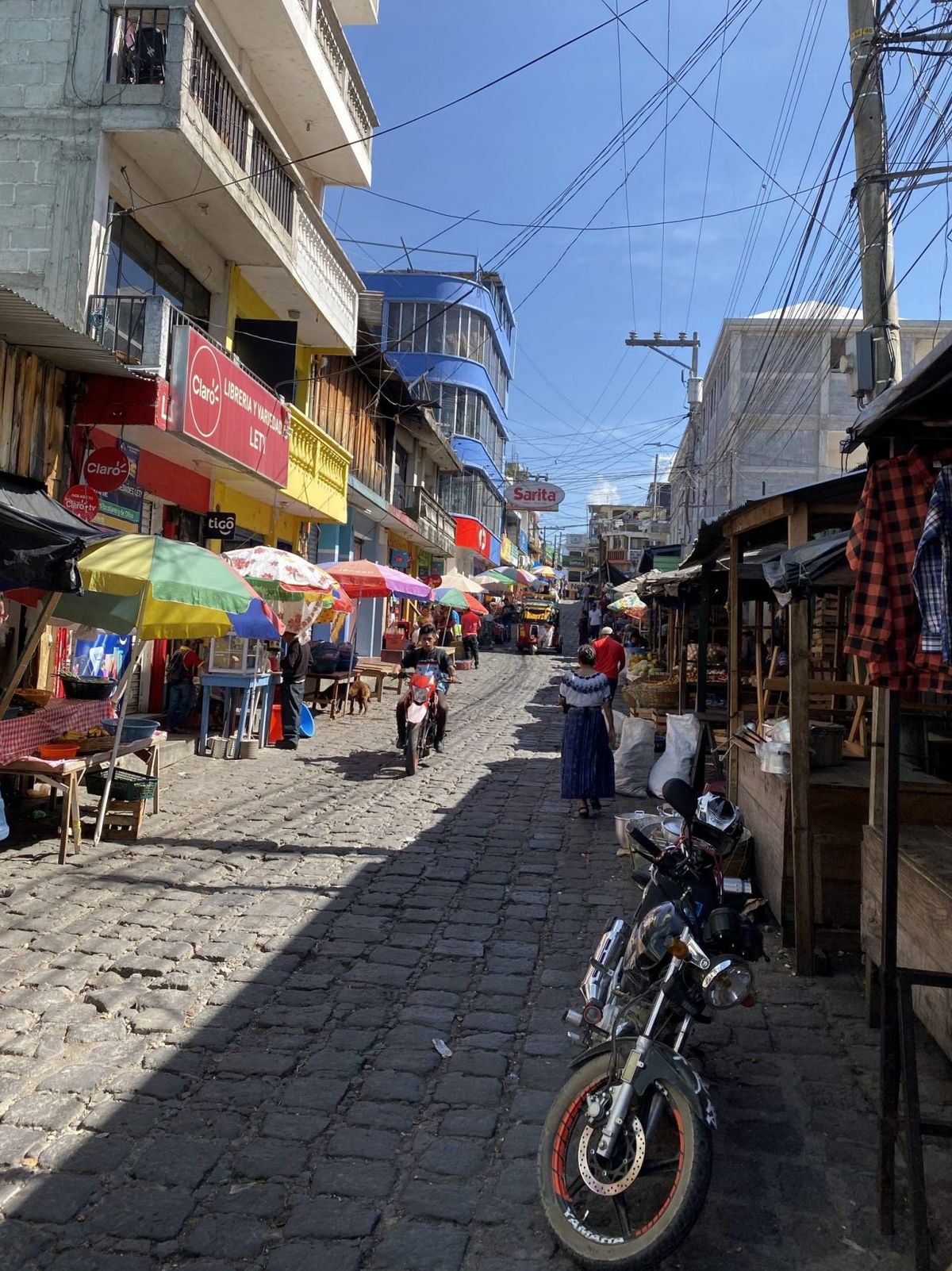 A street market in a small town.