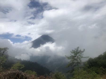 A peak hidden in cloud.