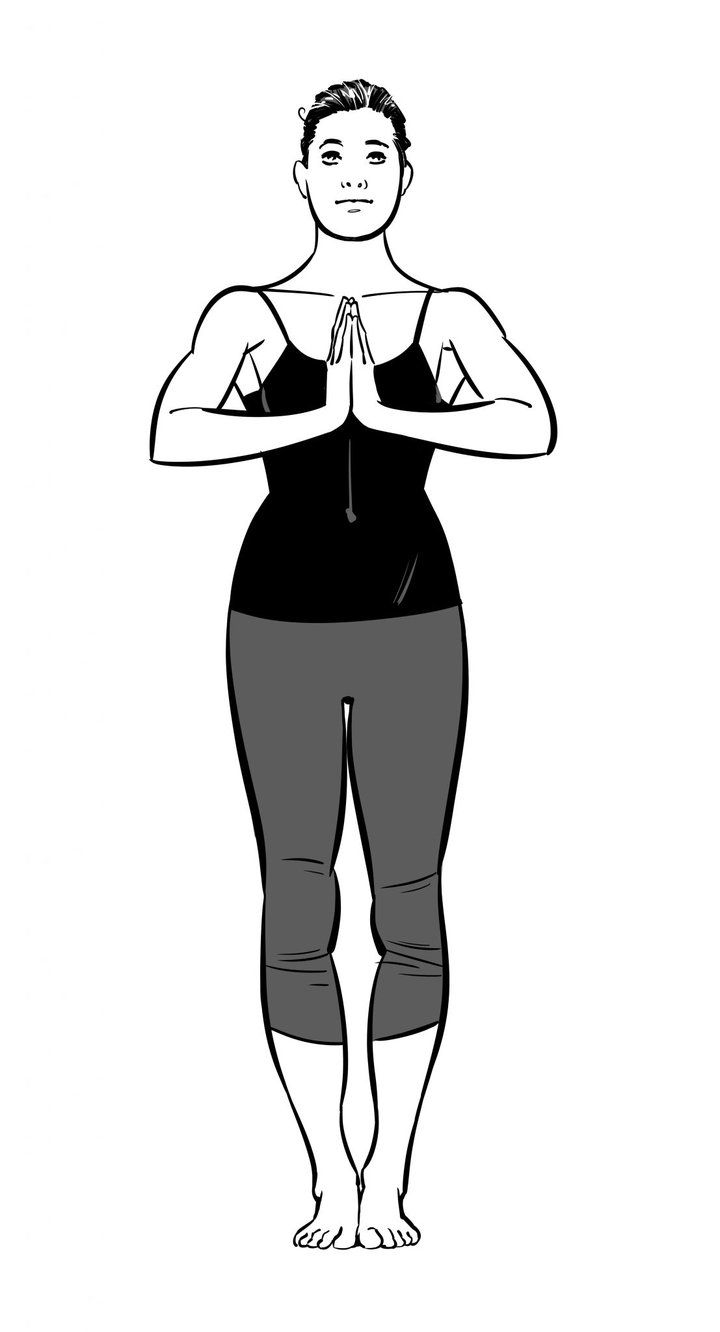 A line drawing of standing tall, the posture used for ujjayi.