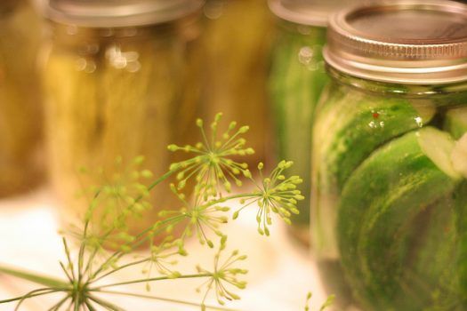 Jars of pickled vegetables.