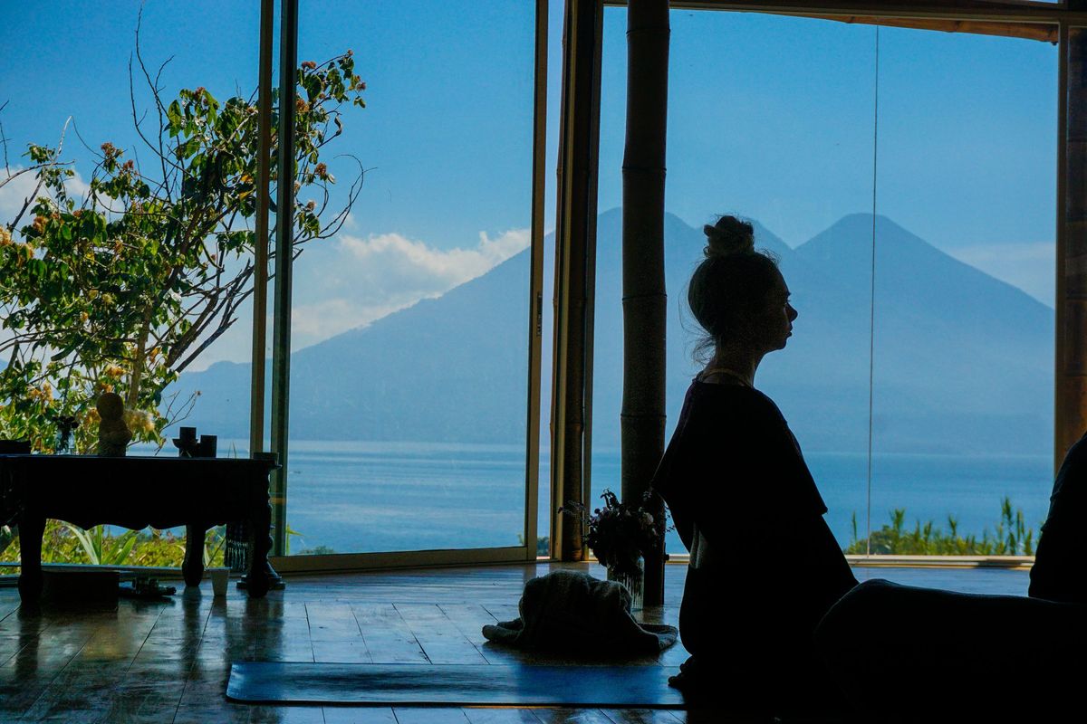 Seated meditation beside the lake.
