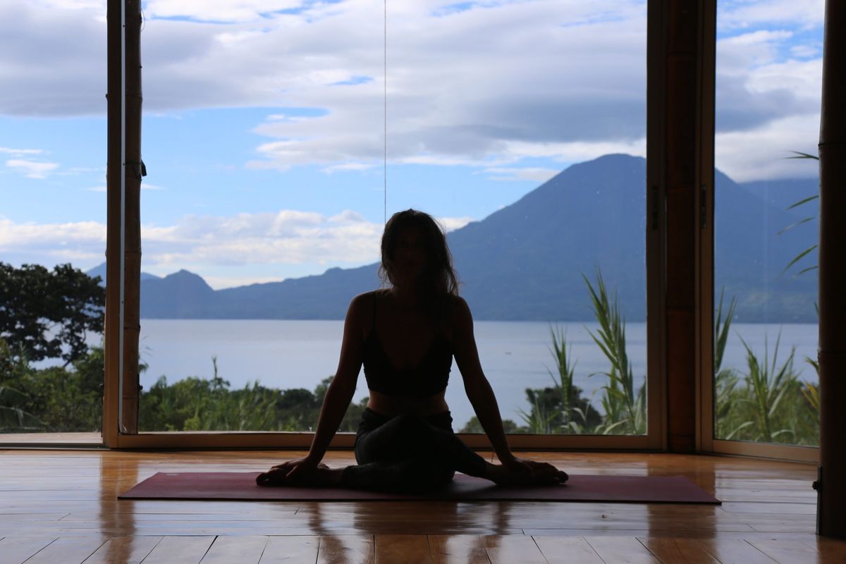 Seated meditation beside the lake.