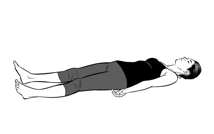 A line drawing of lying down to rest.