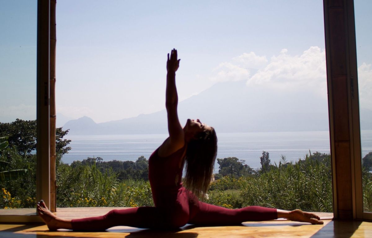 A side stretch with one arm overhead.