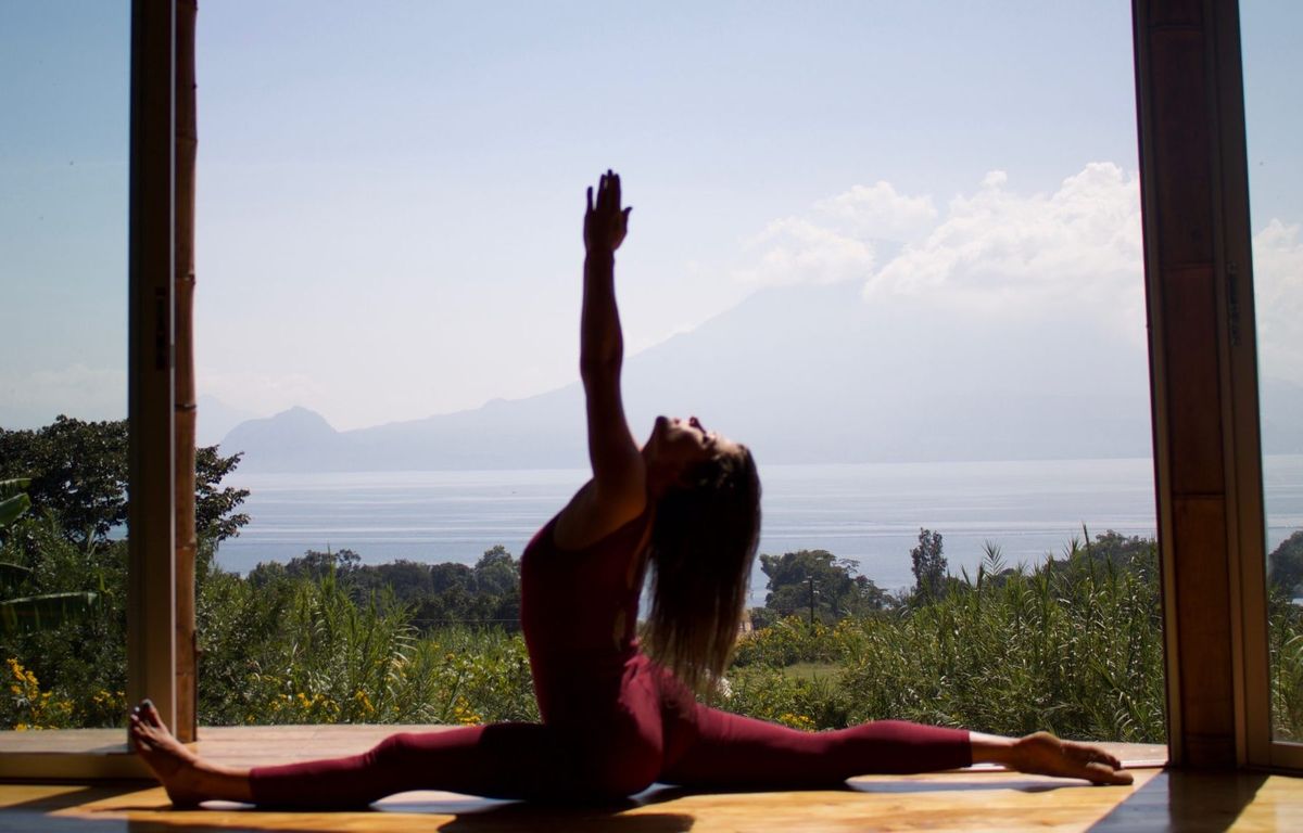 A side stretch with one arm overhead.