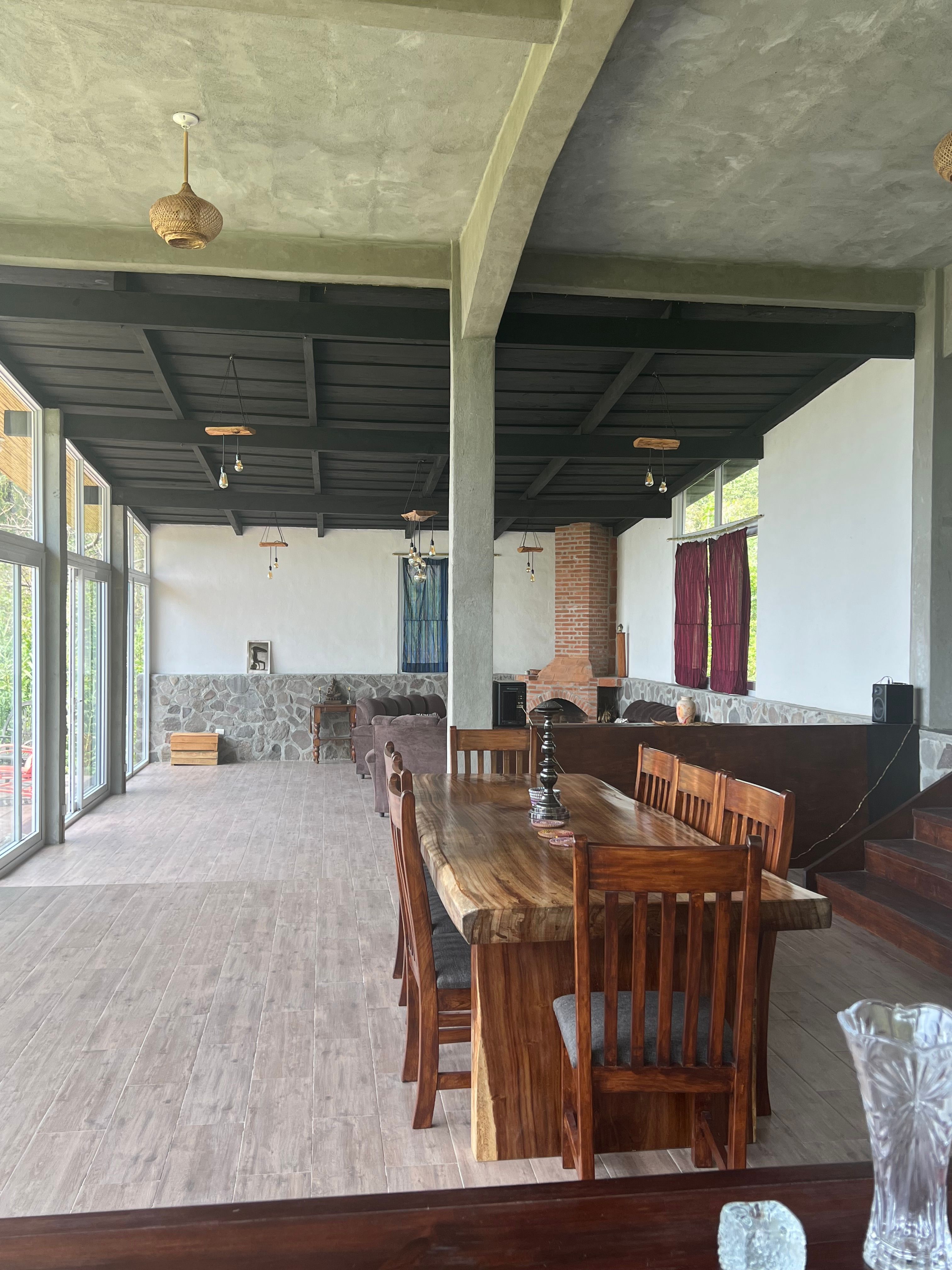 View from kitchen toward living area casa Grande Lake Atitlan Guatemala