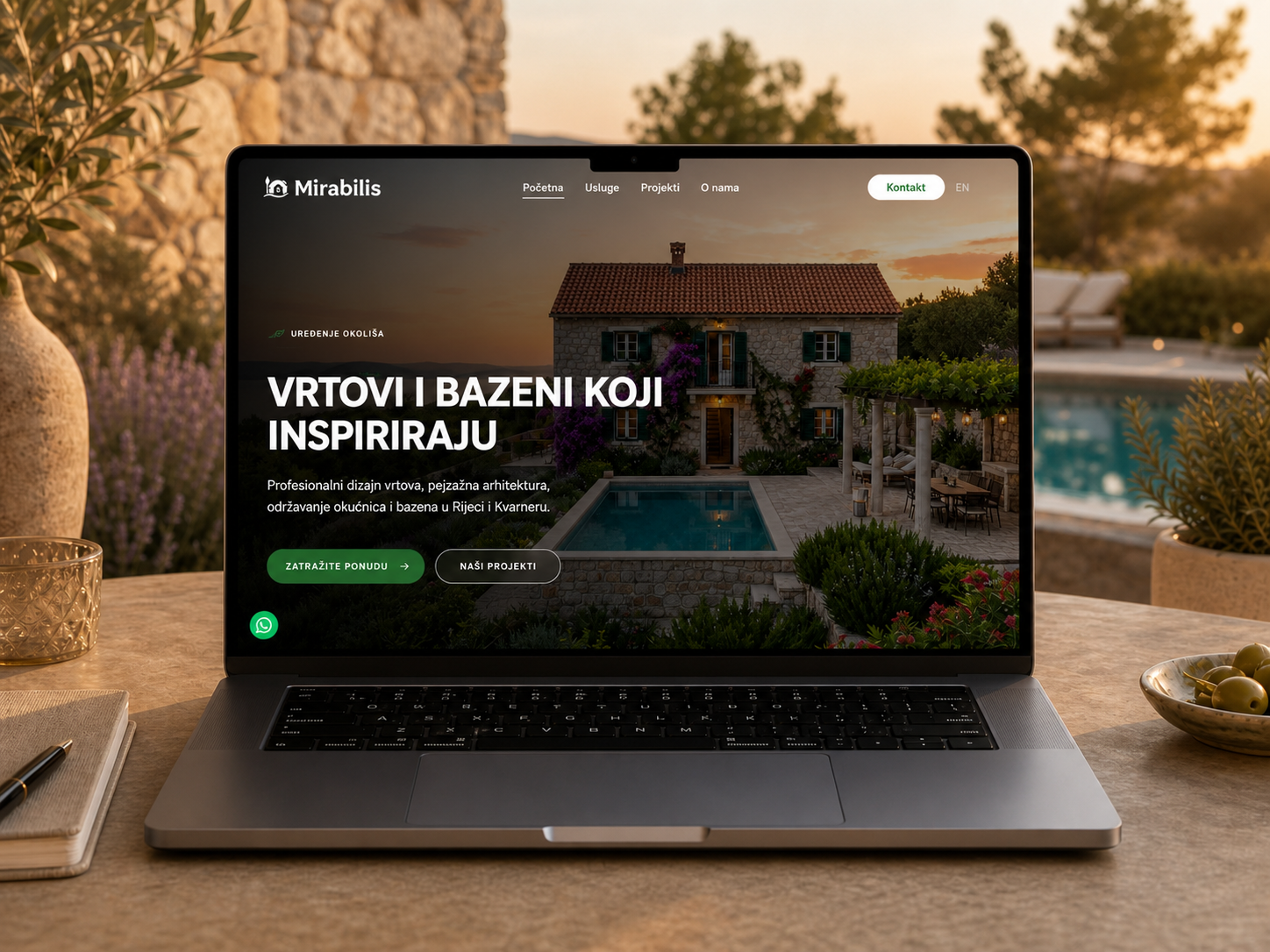 Mirabilis - web stranica za uređenje okućnica i bazena