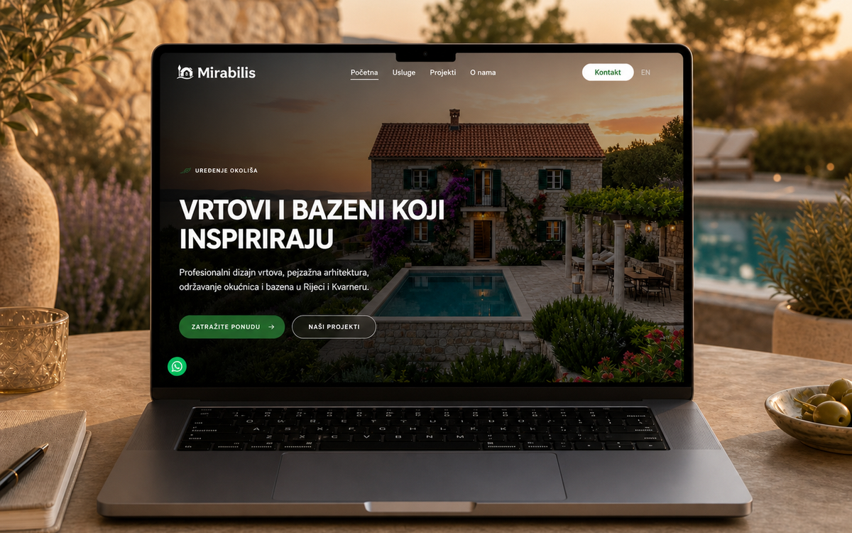 Mirabilis - web stranica za uređenje okućnica i bazena