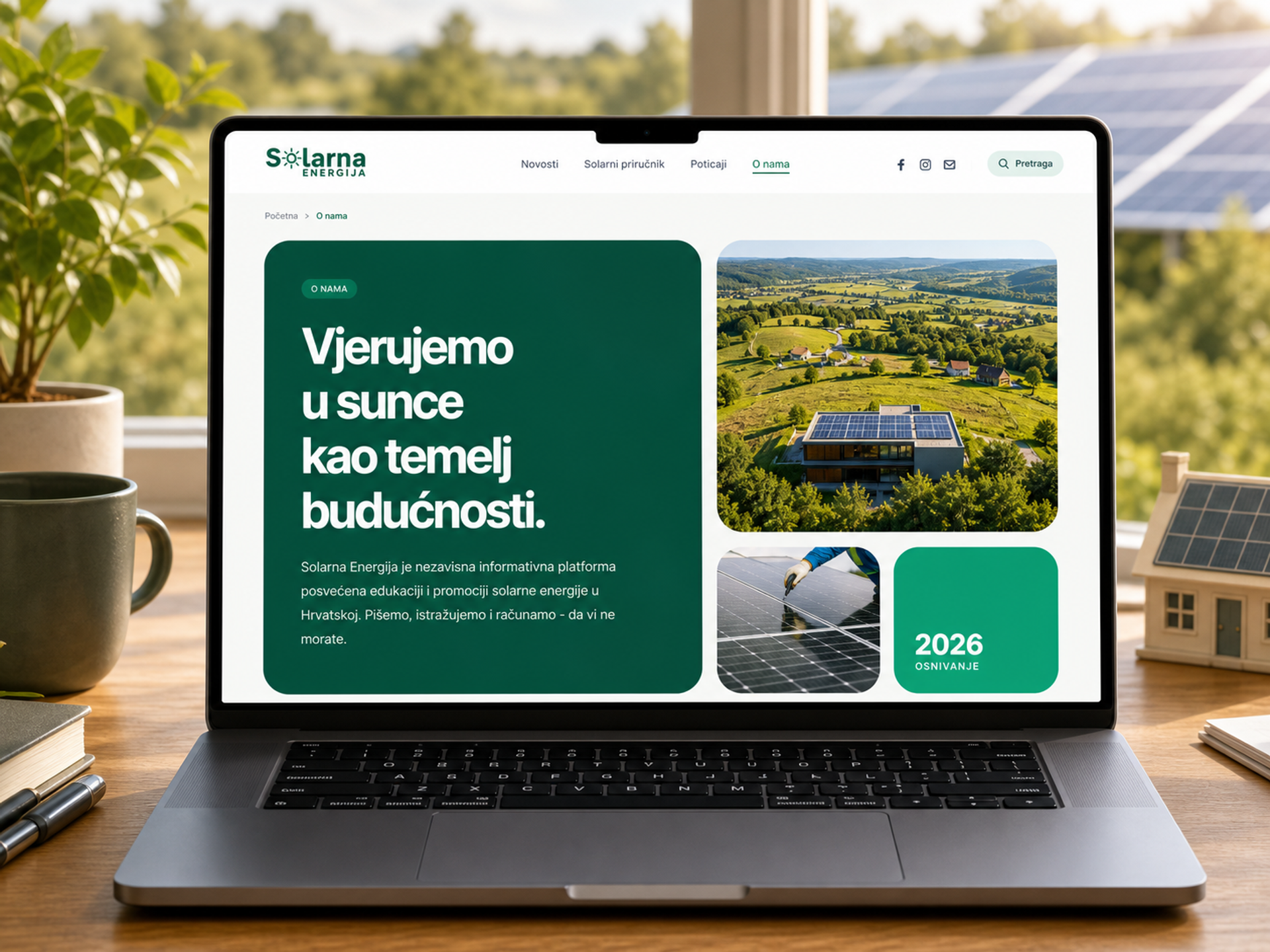 O nama stranica portala SolarnaEnergija.hr na MacBook Pro laptopu