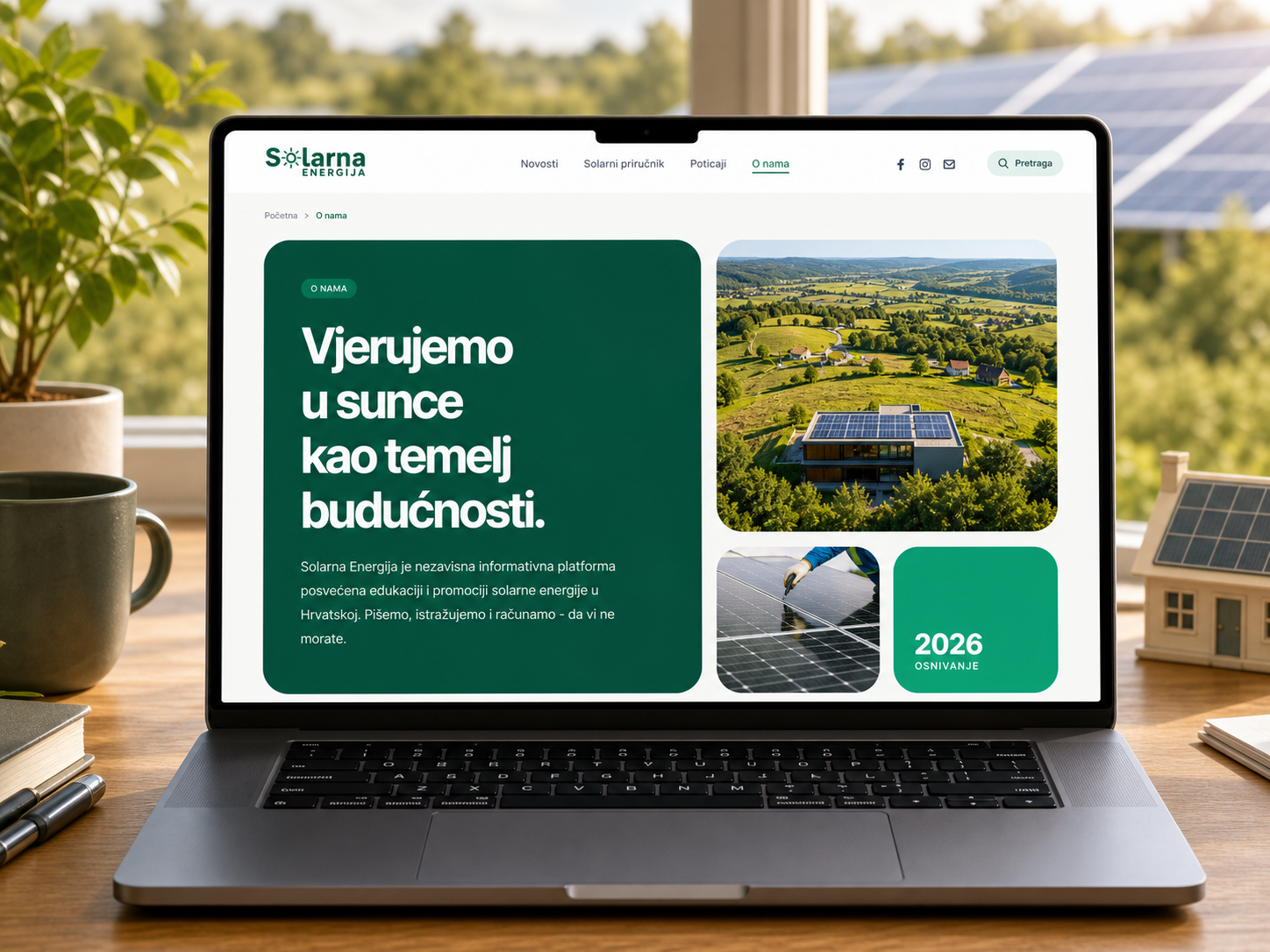 O nama stranica portala SolarnaEnergija.hr na MacBook Pro laptopu
