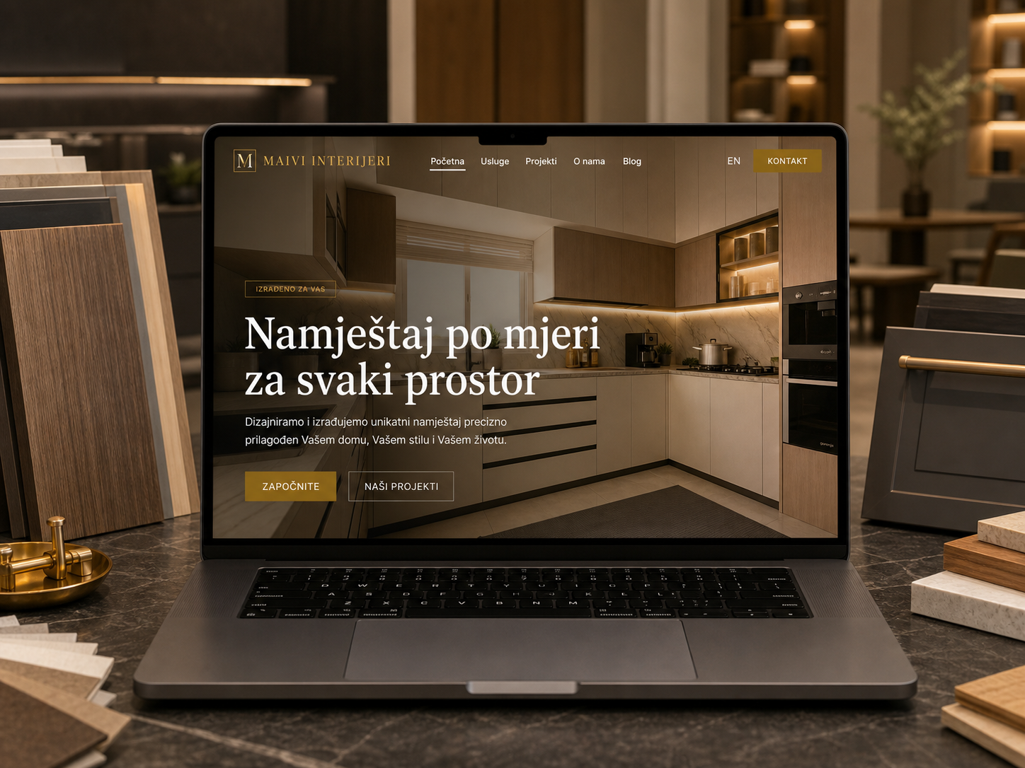 Početna stranica Maivi Interijeri na MacBook Pro laptopu