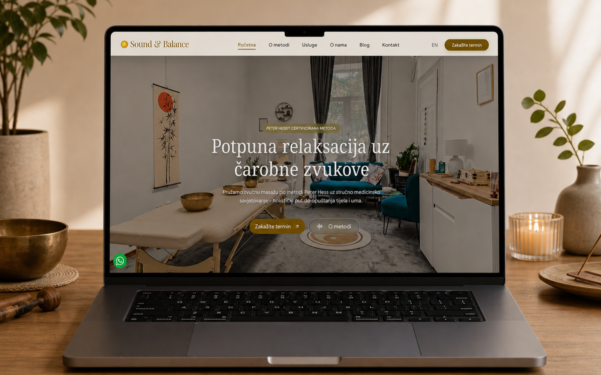 Sound & Balance - web stranica za premium zvučne masaže