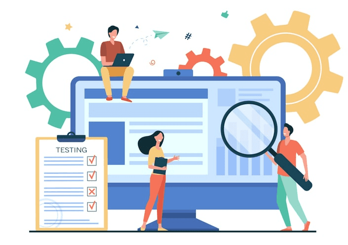 Best practices for code reviewers illustrated with a checklist and a computer screen.