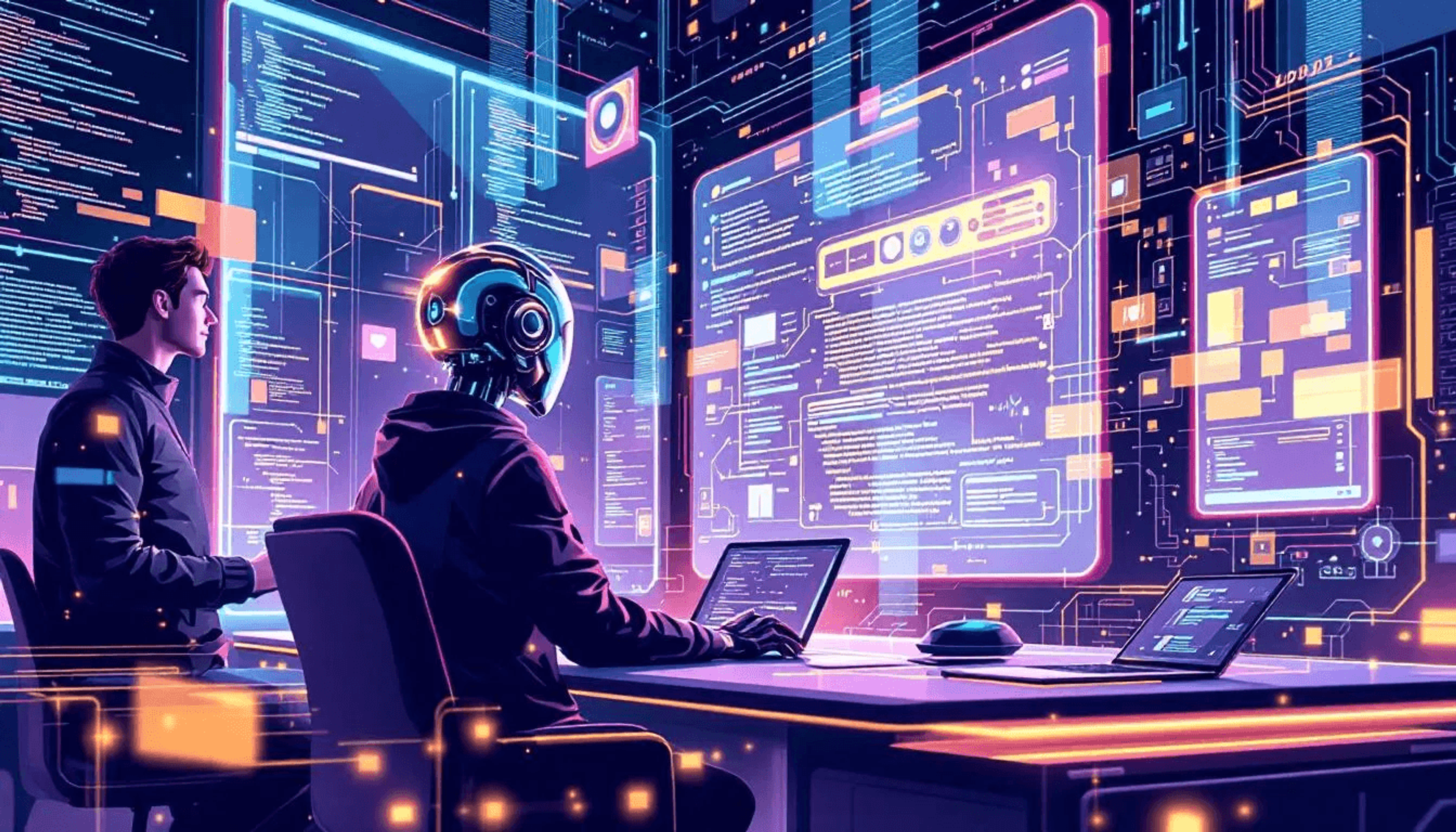 AI coding assistants aiding in coding tasks, highlighting their impact on software development.