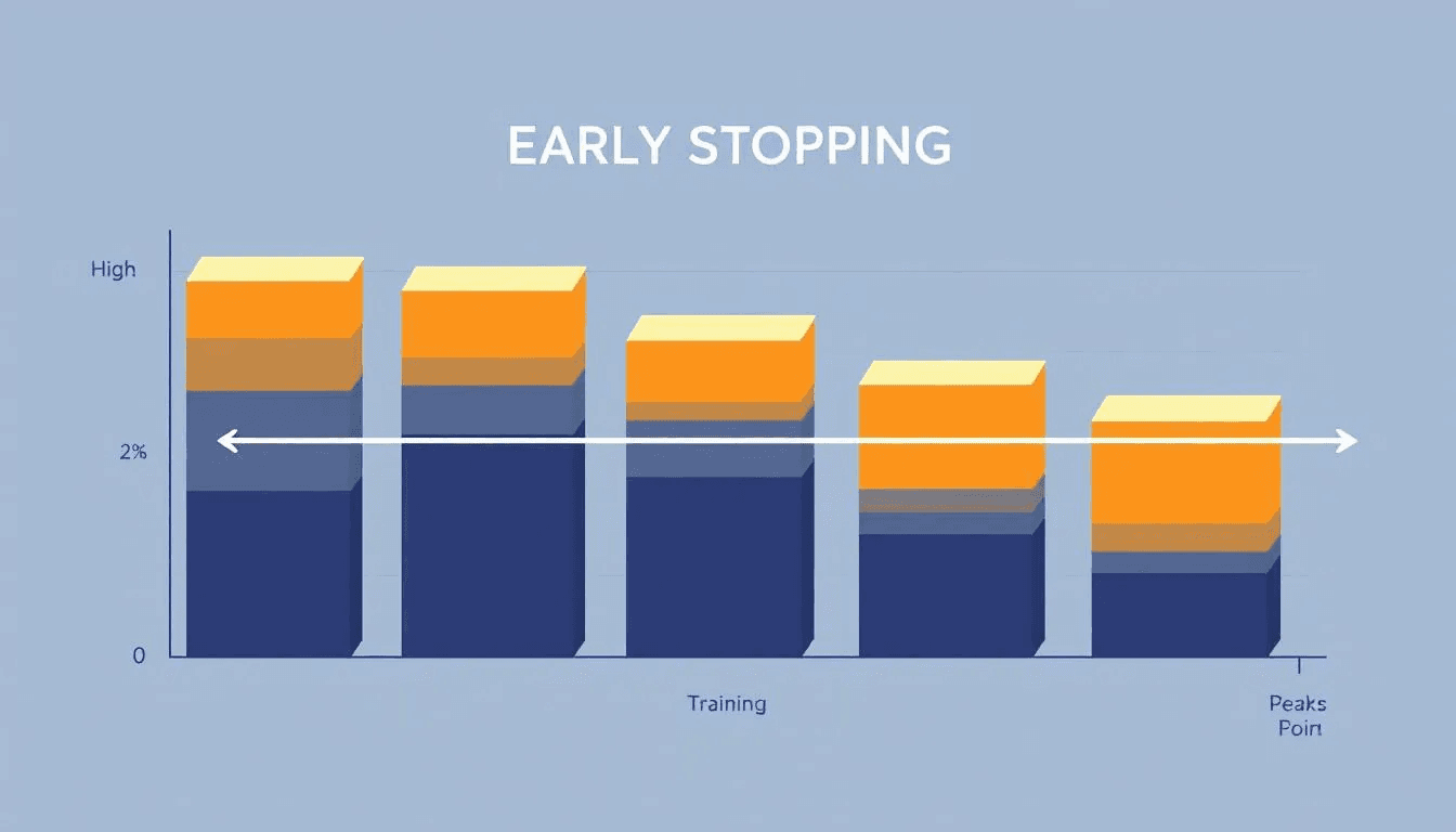 A visual representation of early stopping in gradient boosting to prevent overfitting.
