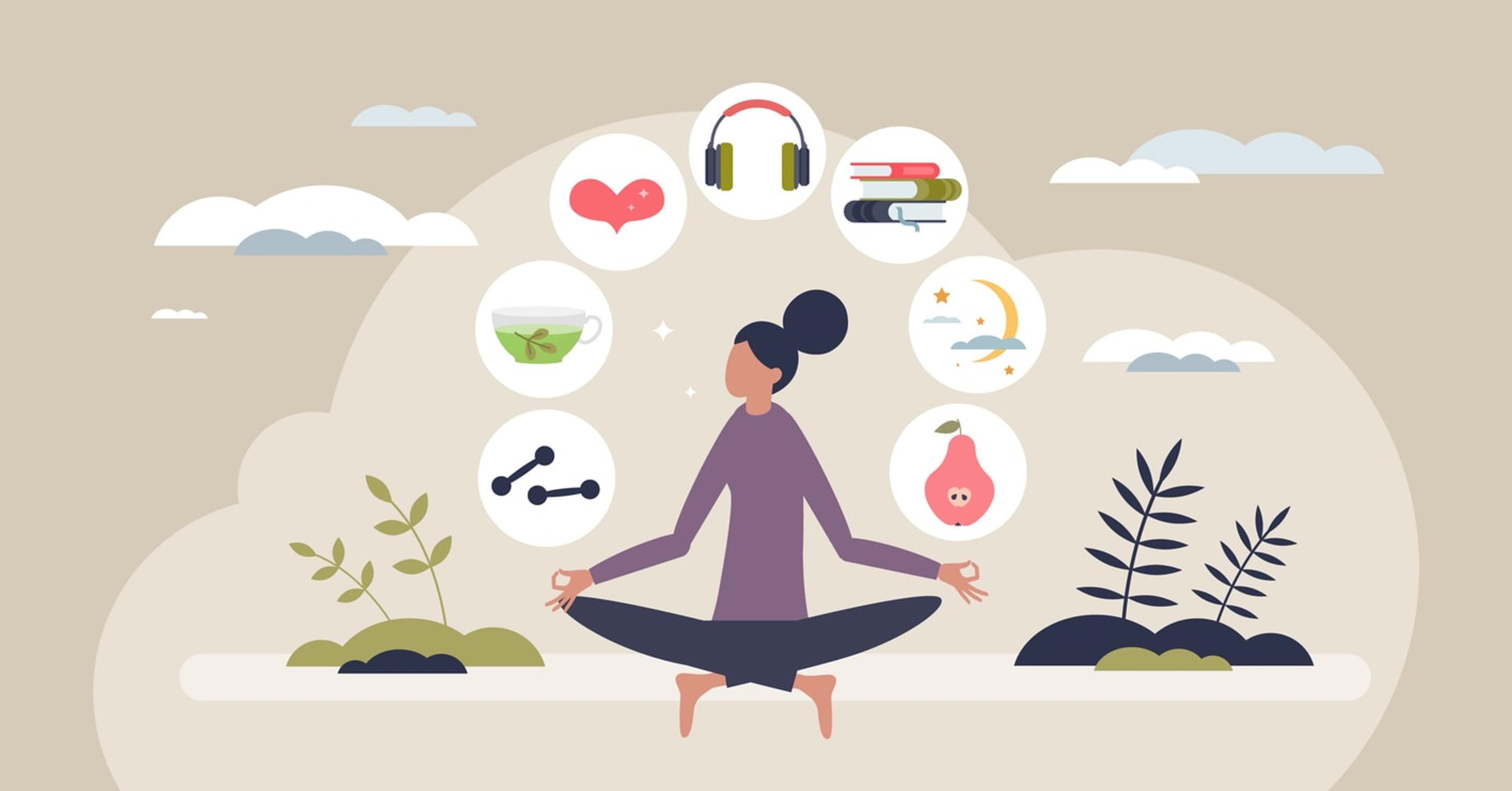 A person practicing deep breathing and mindfulness meditation to manage stress.