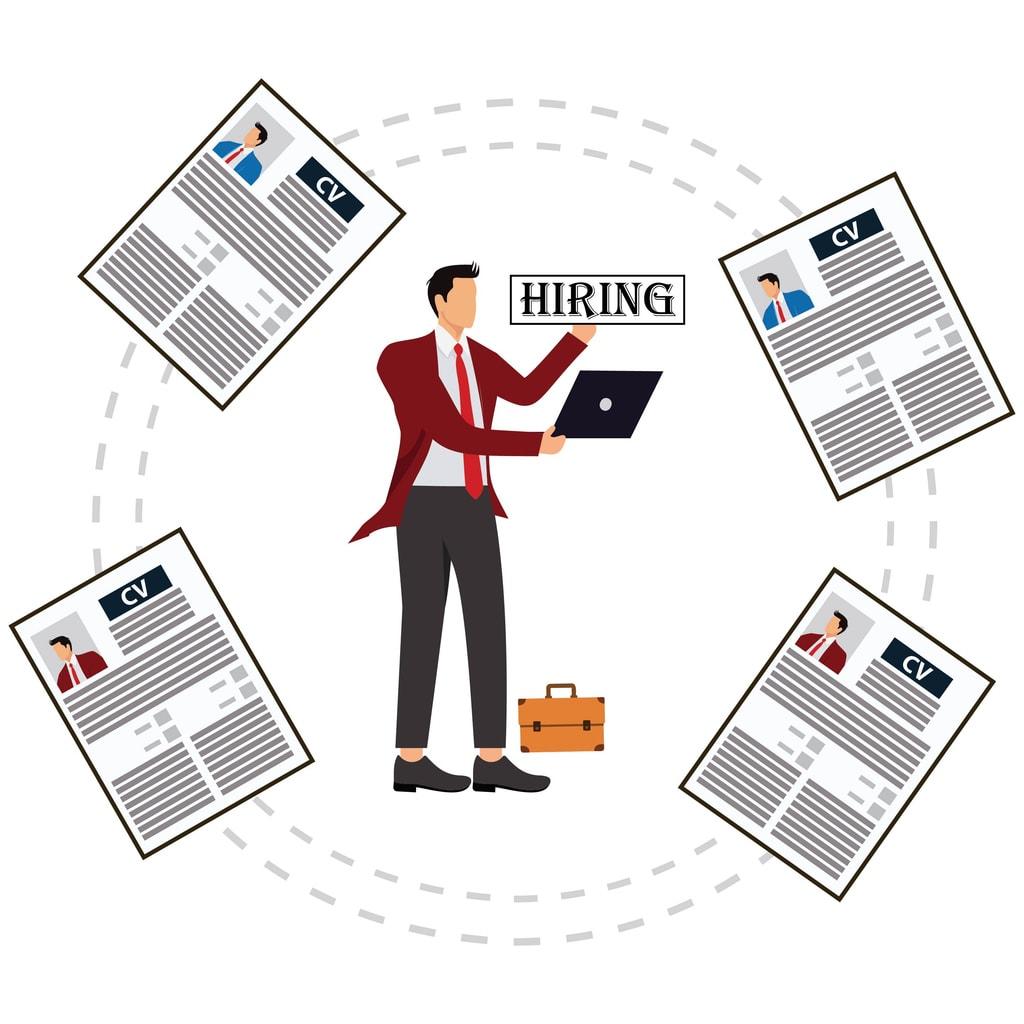A futuristic concept of AI hiring solutions, showcasing innovative technology in recruitment.