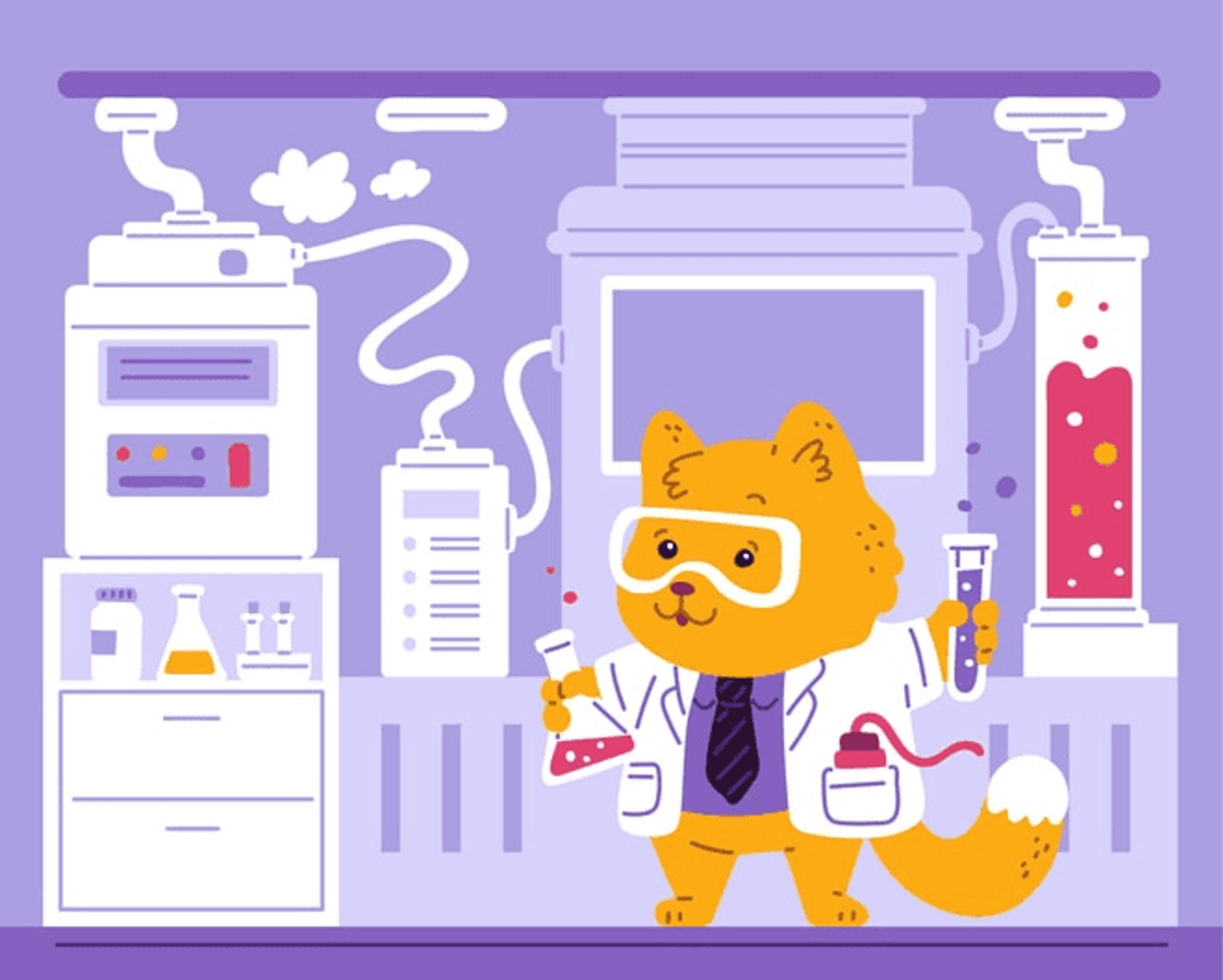 An image illustrating modern experiments related to Schrödinger's cat, including a Geiger counter.