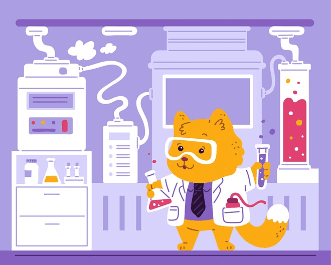 An image illustrating modern experiments related to Schrödinger's cat, including a Geiger counter.