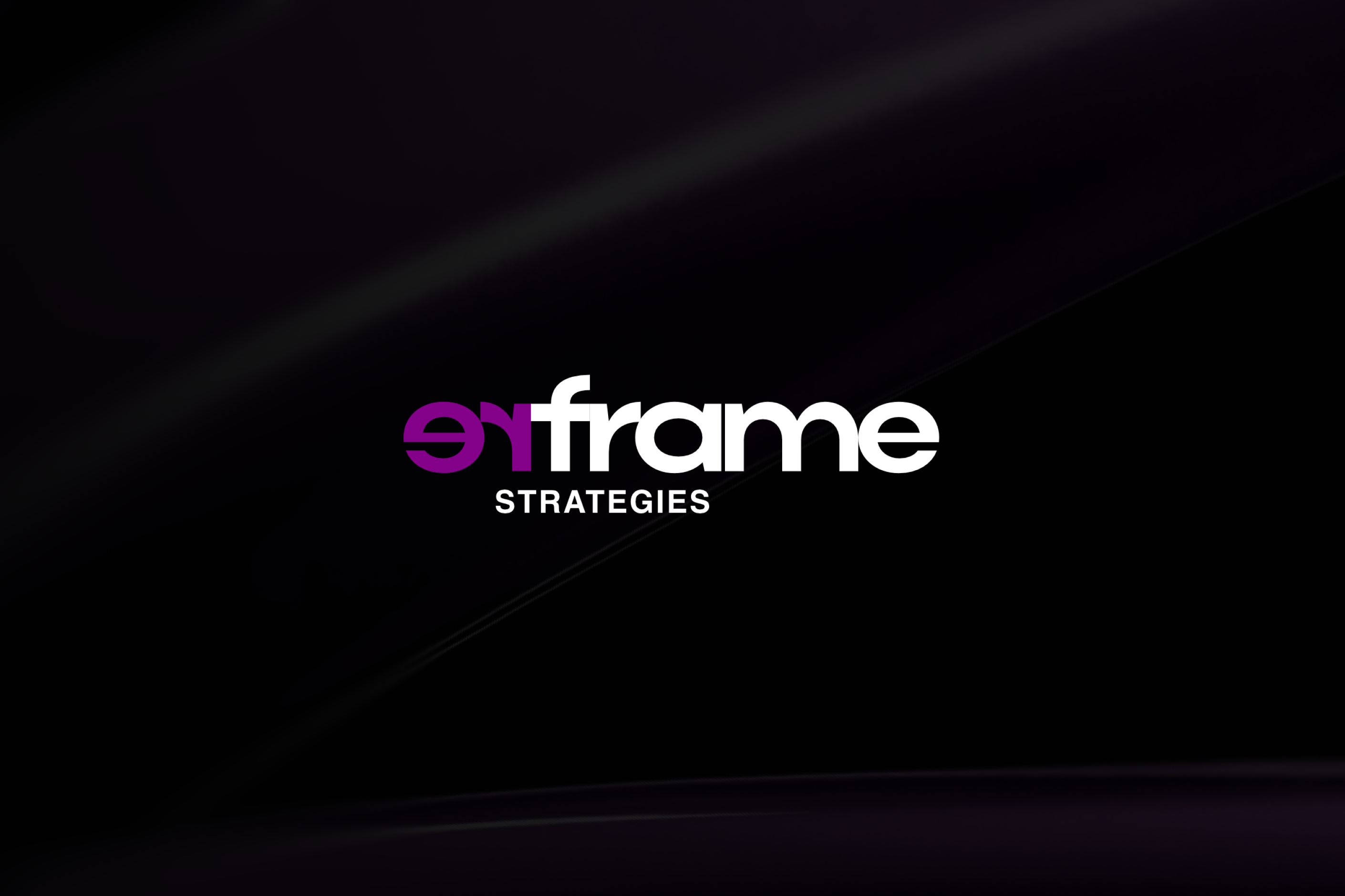 reFrame Strategies wordmark on a dark plum field