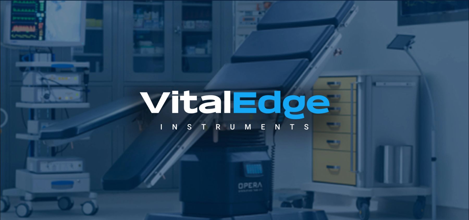 VitalEdge Instruments wordmark over an operating room