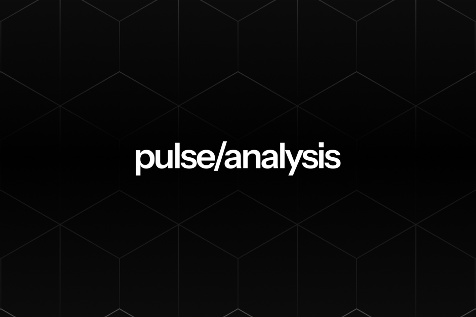 pulse/analysis wordmark on a dark cube grid
