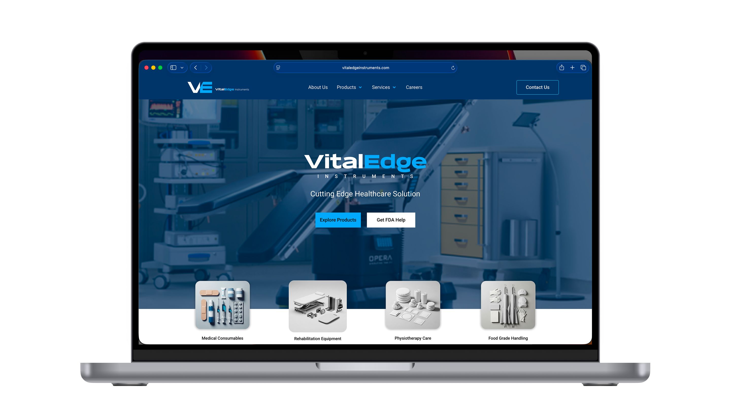 VitalEdge website homepage on a laptop