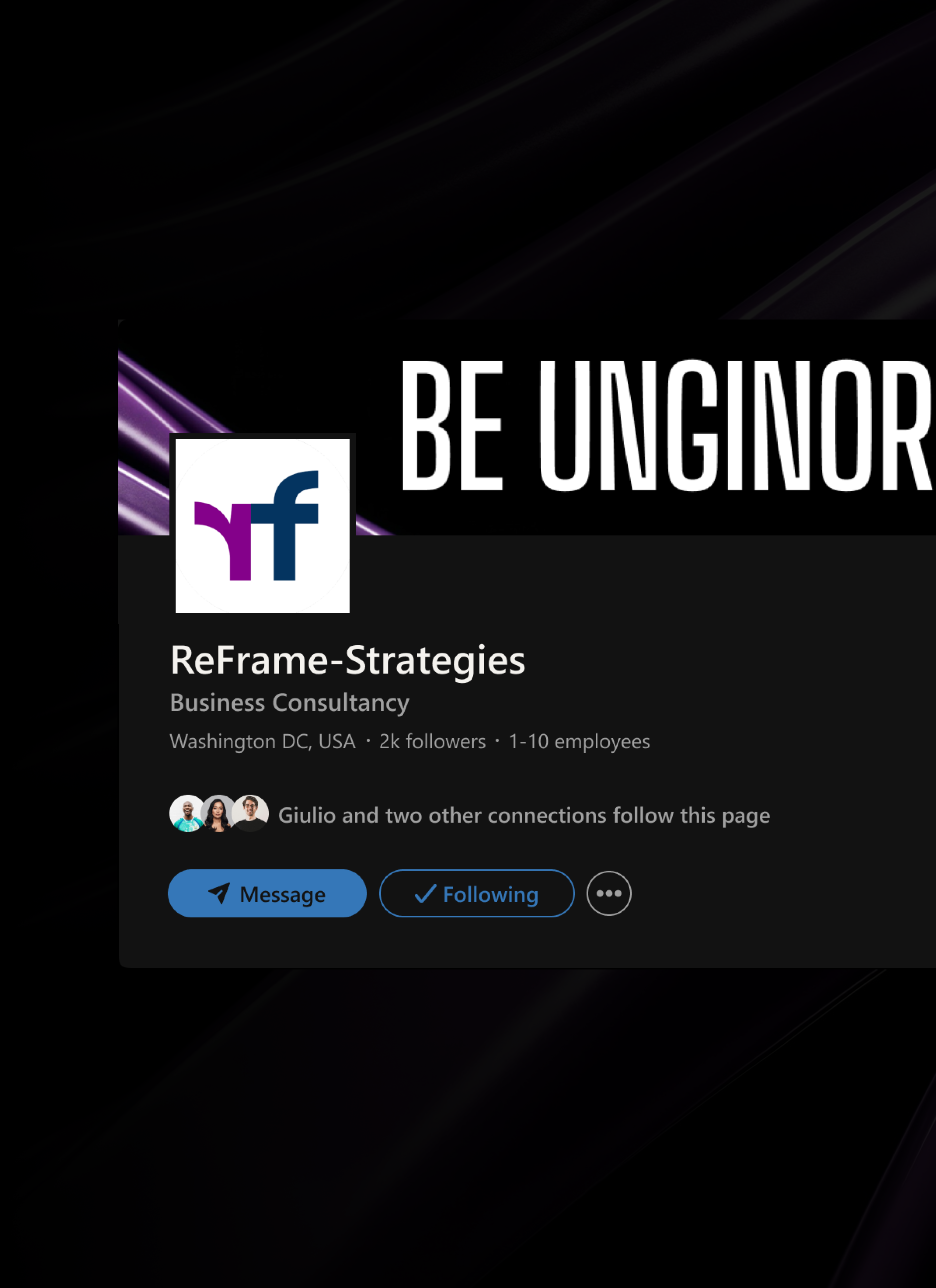 reFrame Strategies LinkedIn company page