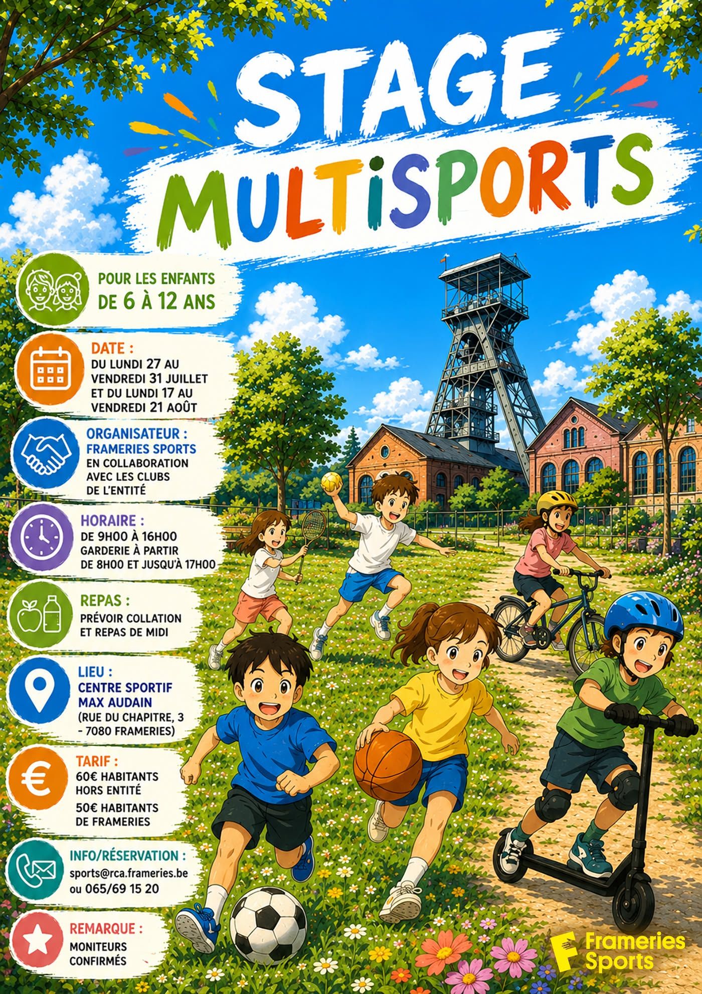 Stages multisports à Frameries cet été
