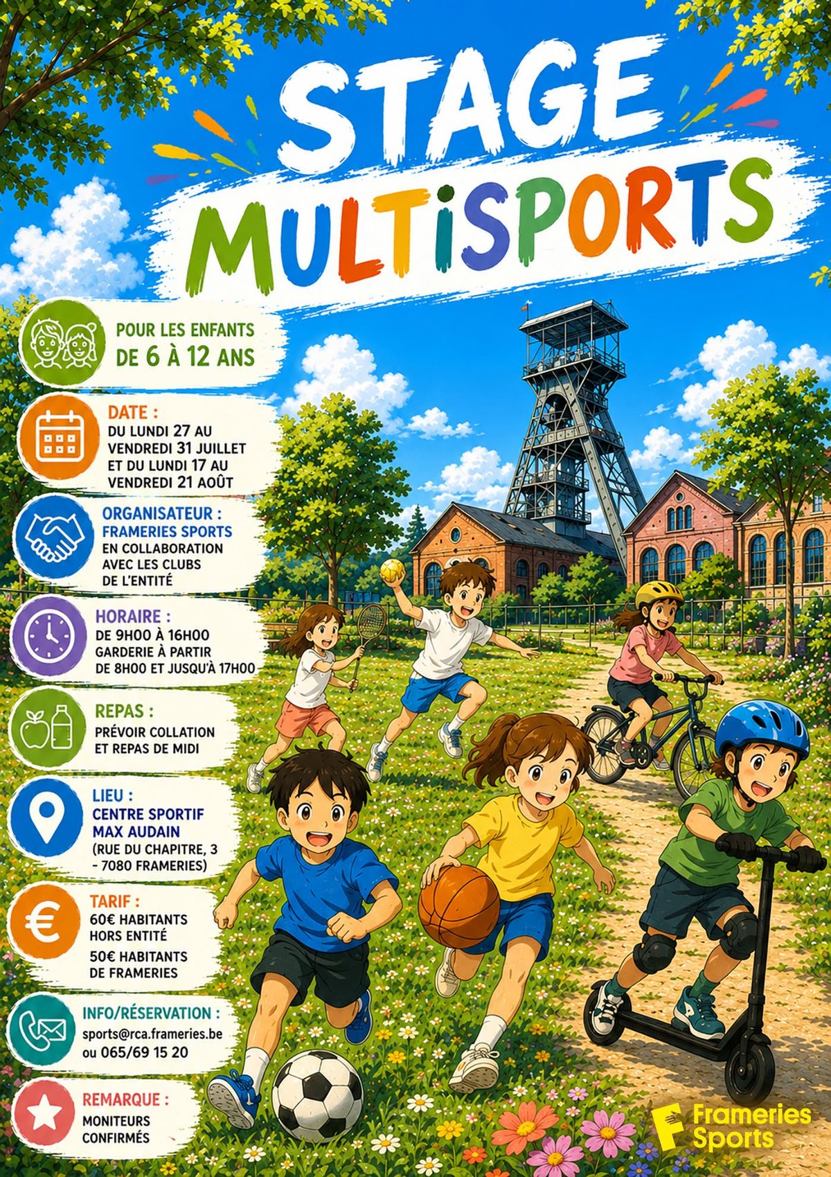 Stages multisports à Frameries cet été