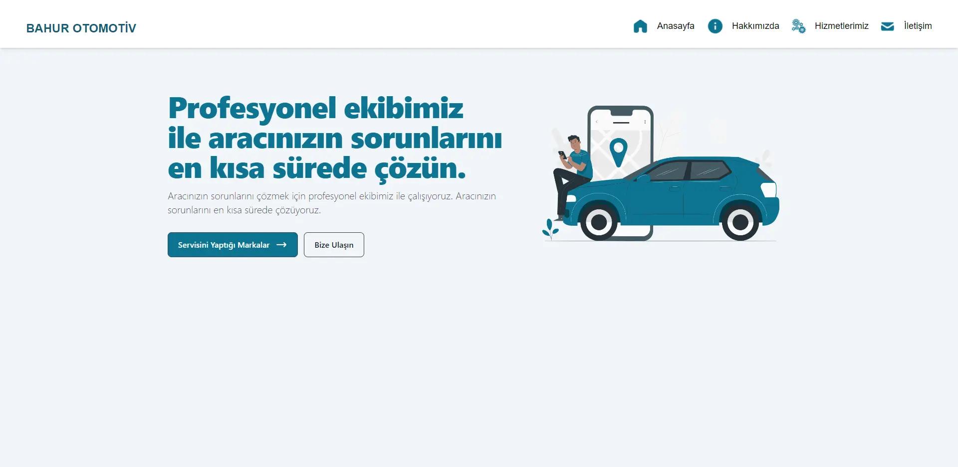 Bahur Otomotiv Landing Page