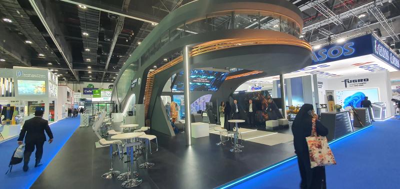 Custom high-tech exhibition stand built by Orchestra Media at a major international technology trade show